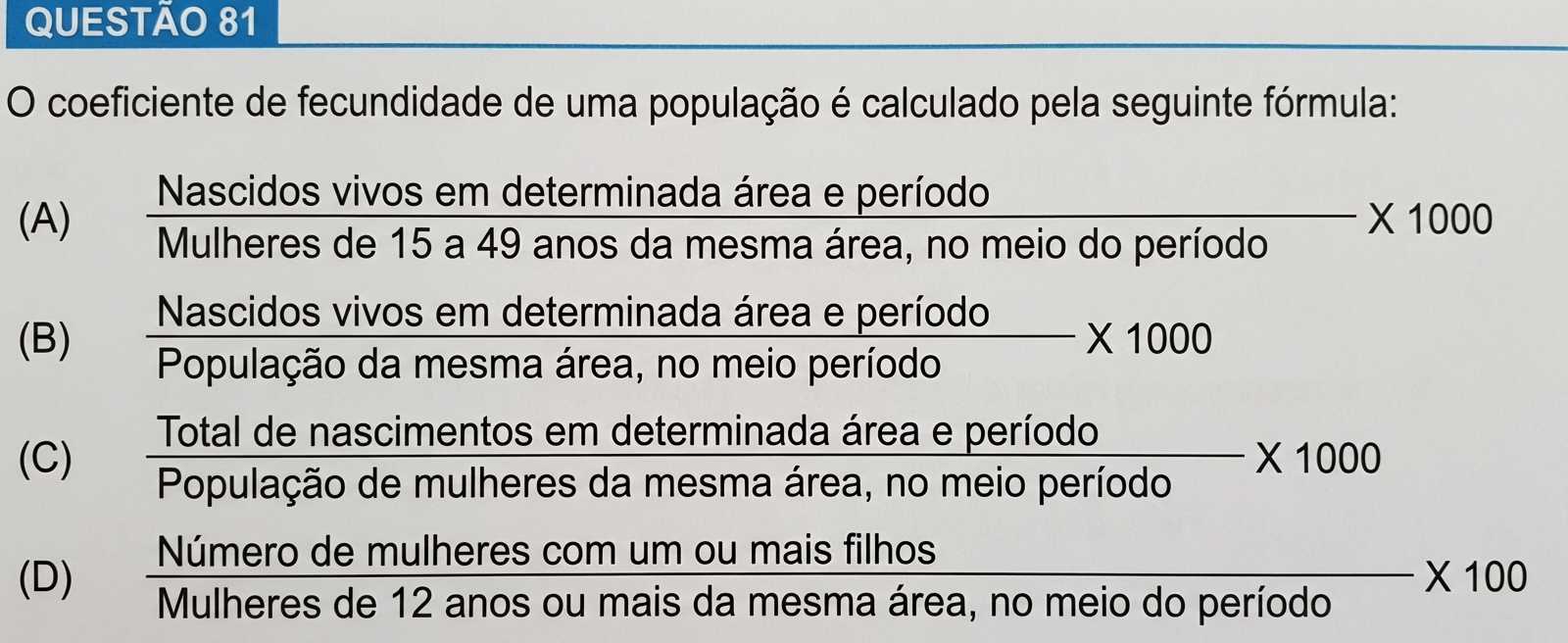 Imagem da questão de Indicadores de Saúde